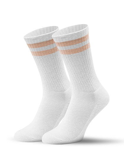 Sportive Socken Sand Gestreift Weiß
